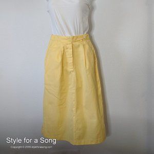 Vintage Pastel Yellow A-Line Midi Skirt XS